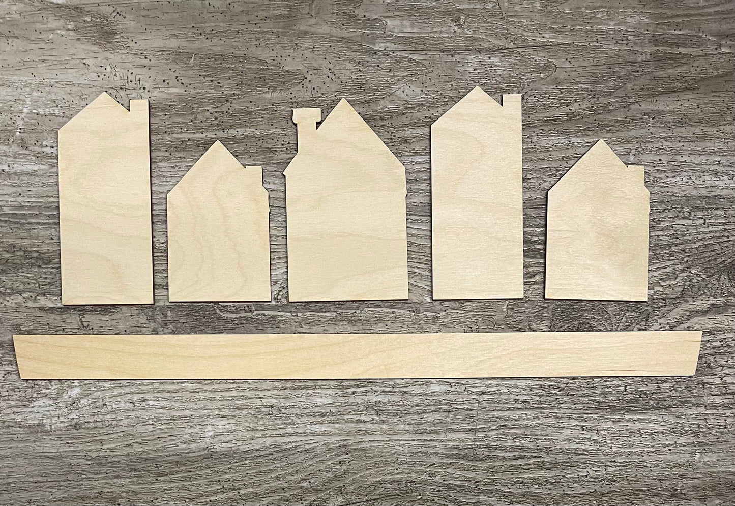 Houses and rectangle divider piece, Staying in is the new Going Out, unfinished wooden door Sign without Round Door sign piece