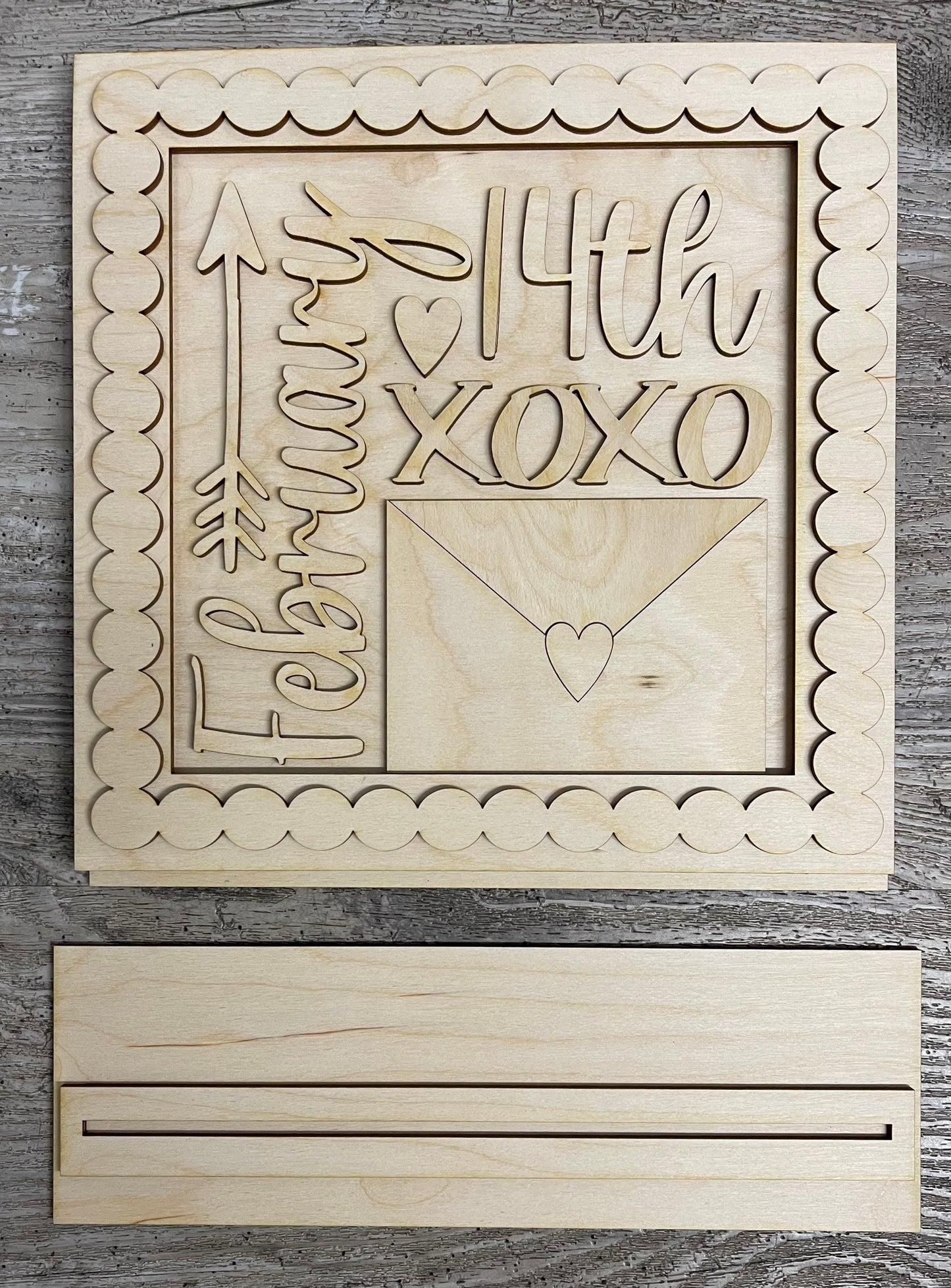 Unpainted Changeable Frame with the removable Valentines piece ready for you to paint
