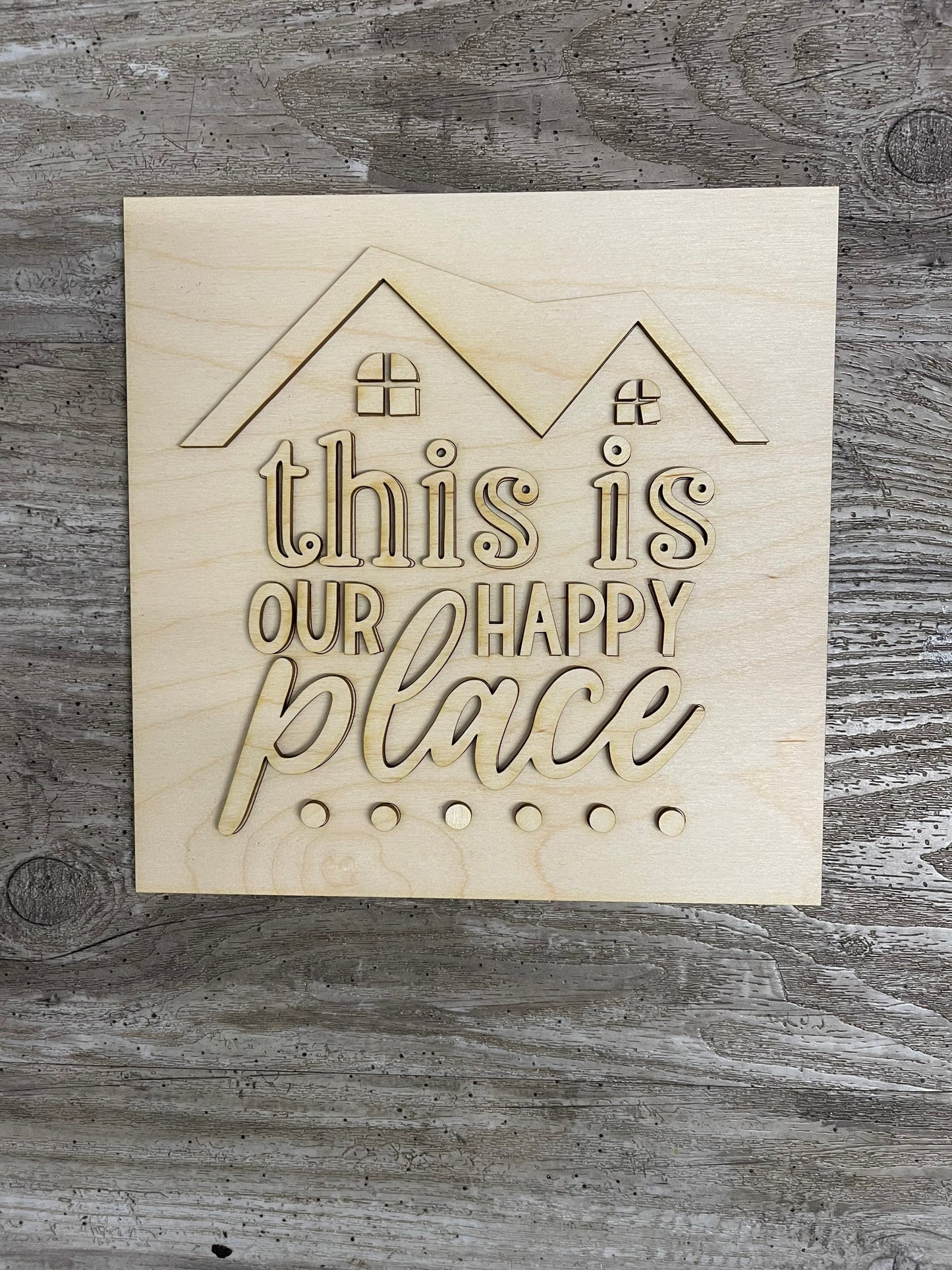 Unpainted Changeable Frame with the removable Home piece ready for you to paint