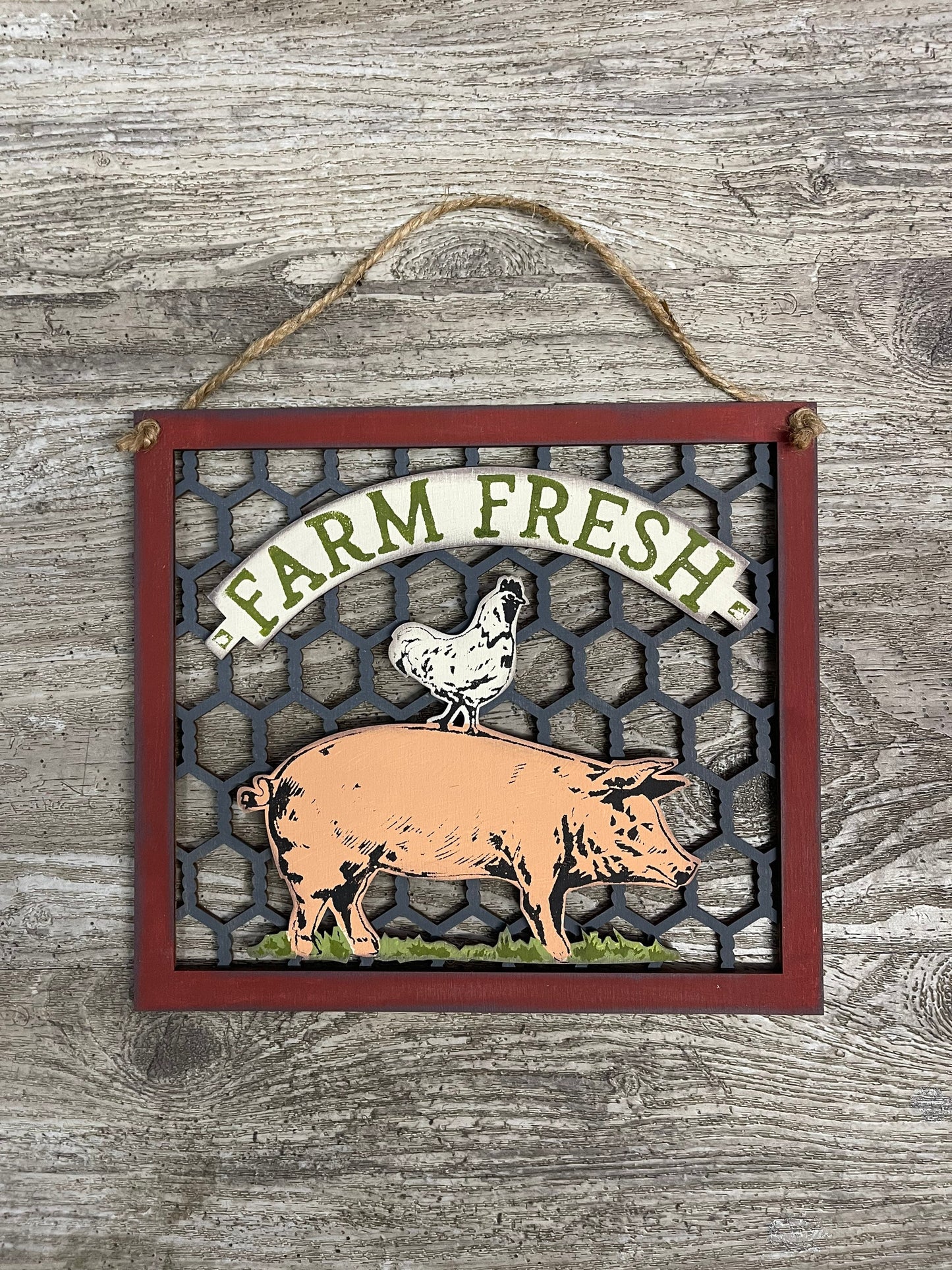 Farm Fresh Sign with cutouts and Jute unfinished wood cutouts ready for you to paint