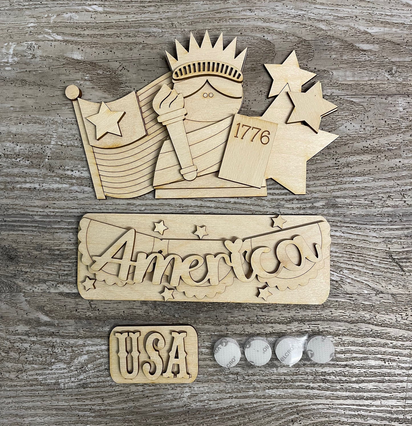 Unpainted USA Patriotic changeable insert cutouts ready for you to paint, truck not included