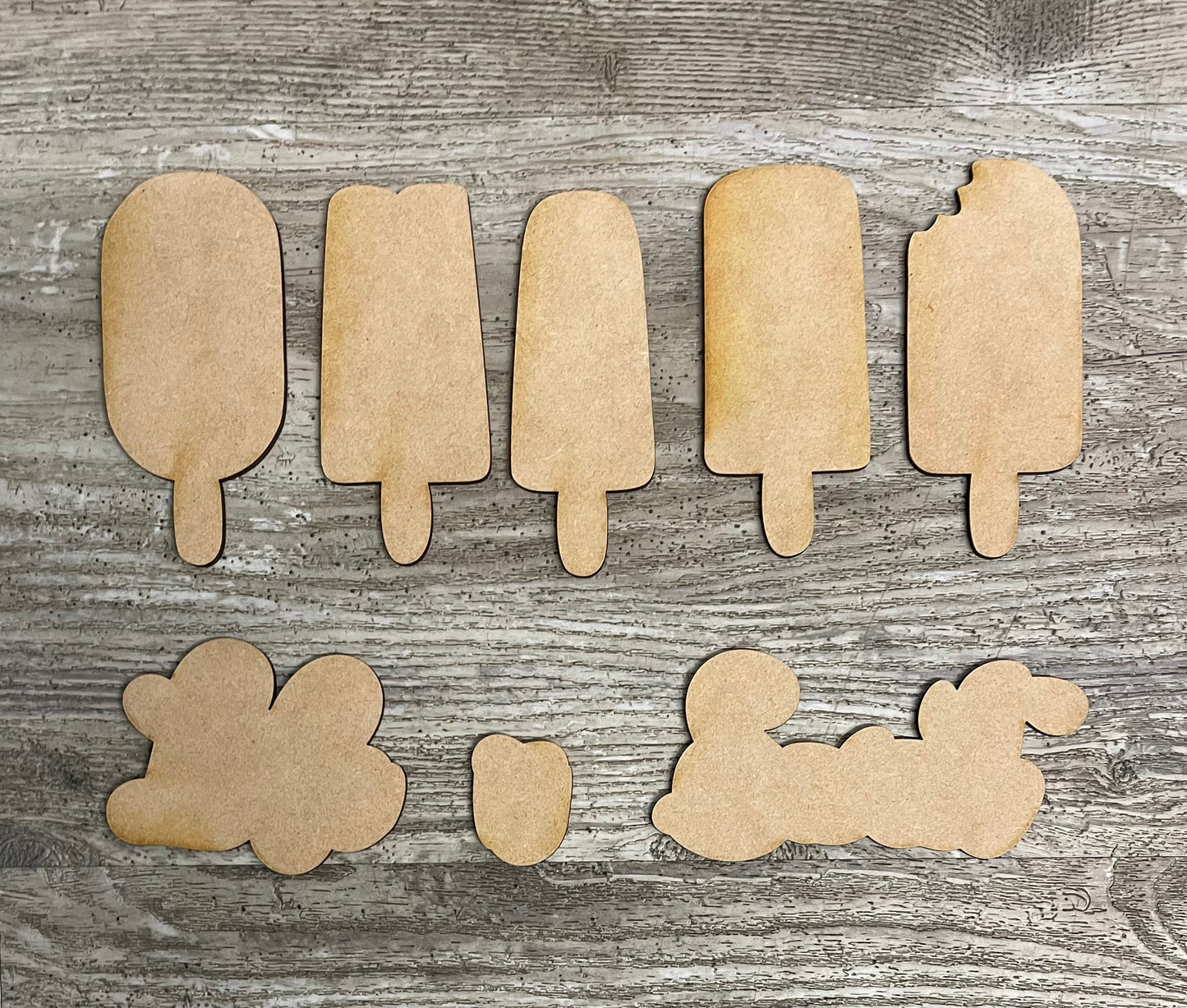 Life is Sweet Unpainted wooden pieces and 5 popsicles