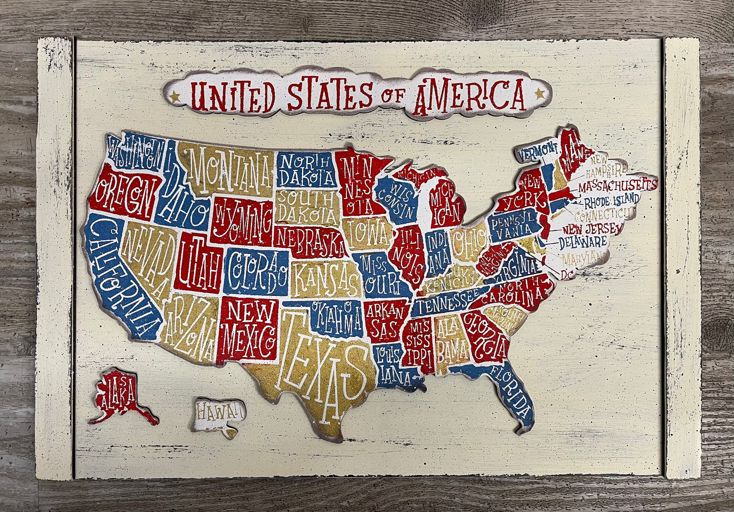 USA Map Cutouts with sign backer Kit ready to paint, unpainted wood cutouts