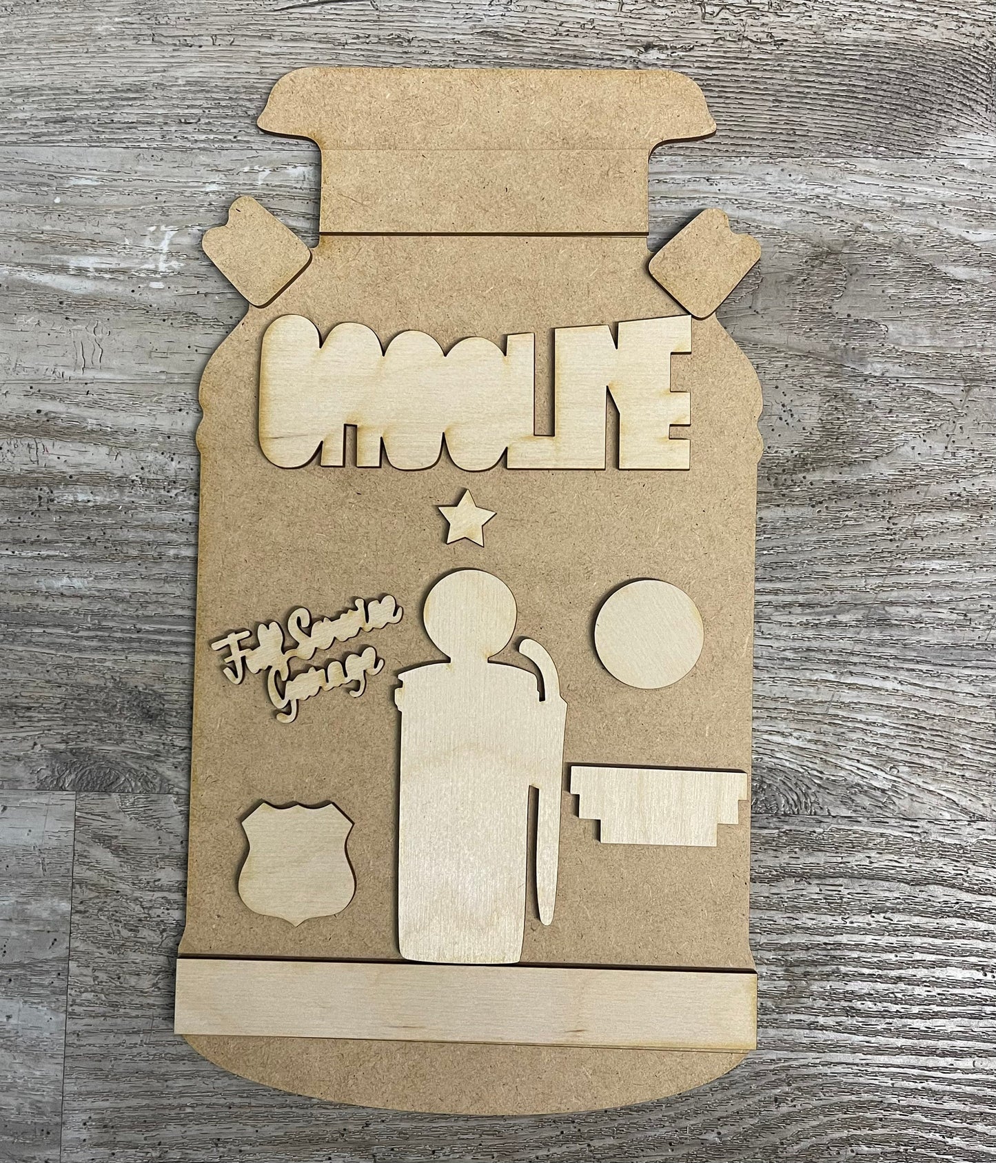 Premium Gasoline Milk Can Kit - unpainted wooden cutouts, ready for you to paint