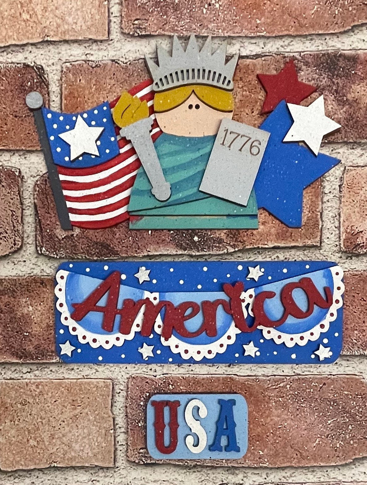 Unpainted USA Patriotic changeable insert cutouts ready for you to paint, truck not included