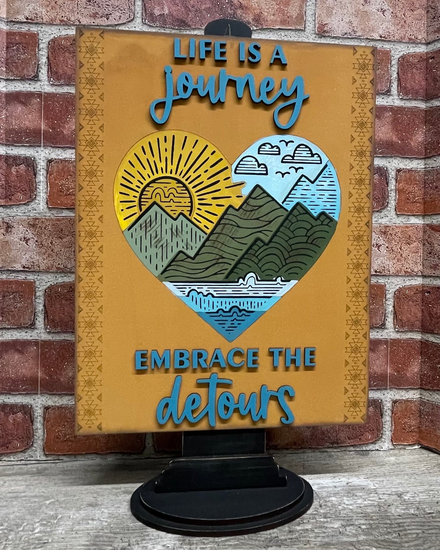 Life is a Journey, Embrace the Detours sign with cutouts, includes back sign, unfinished wood cutouts ready for you to paint