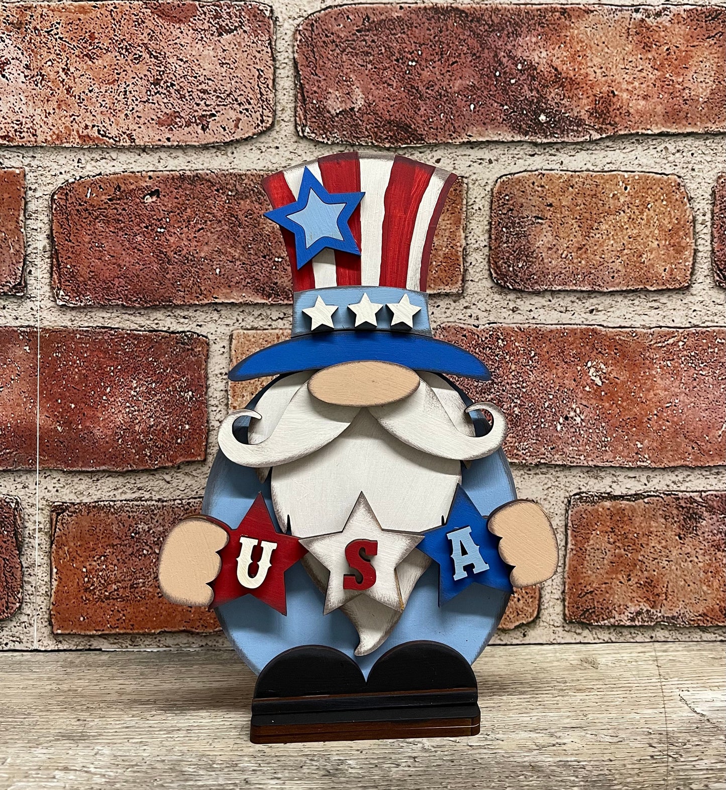 Uncle Sam Gnome cutout, unpainted wooden cutout - Qty 1, ready for you to paint
