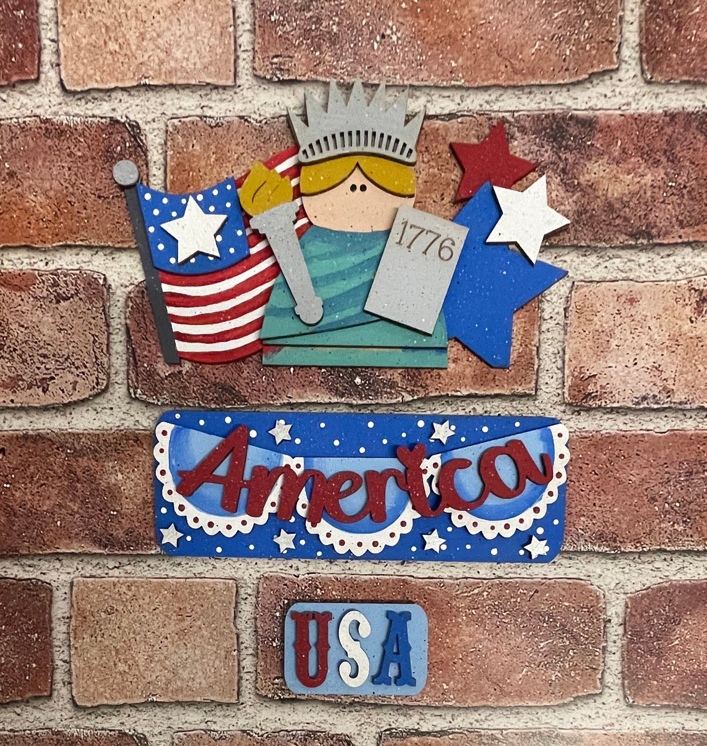 Unpainted USA Patriotic changeable insert cutouts ready for you to paint, truck not included