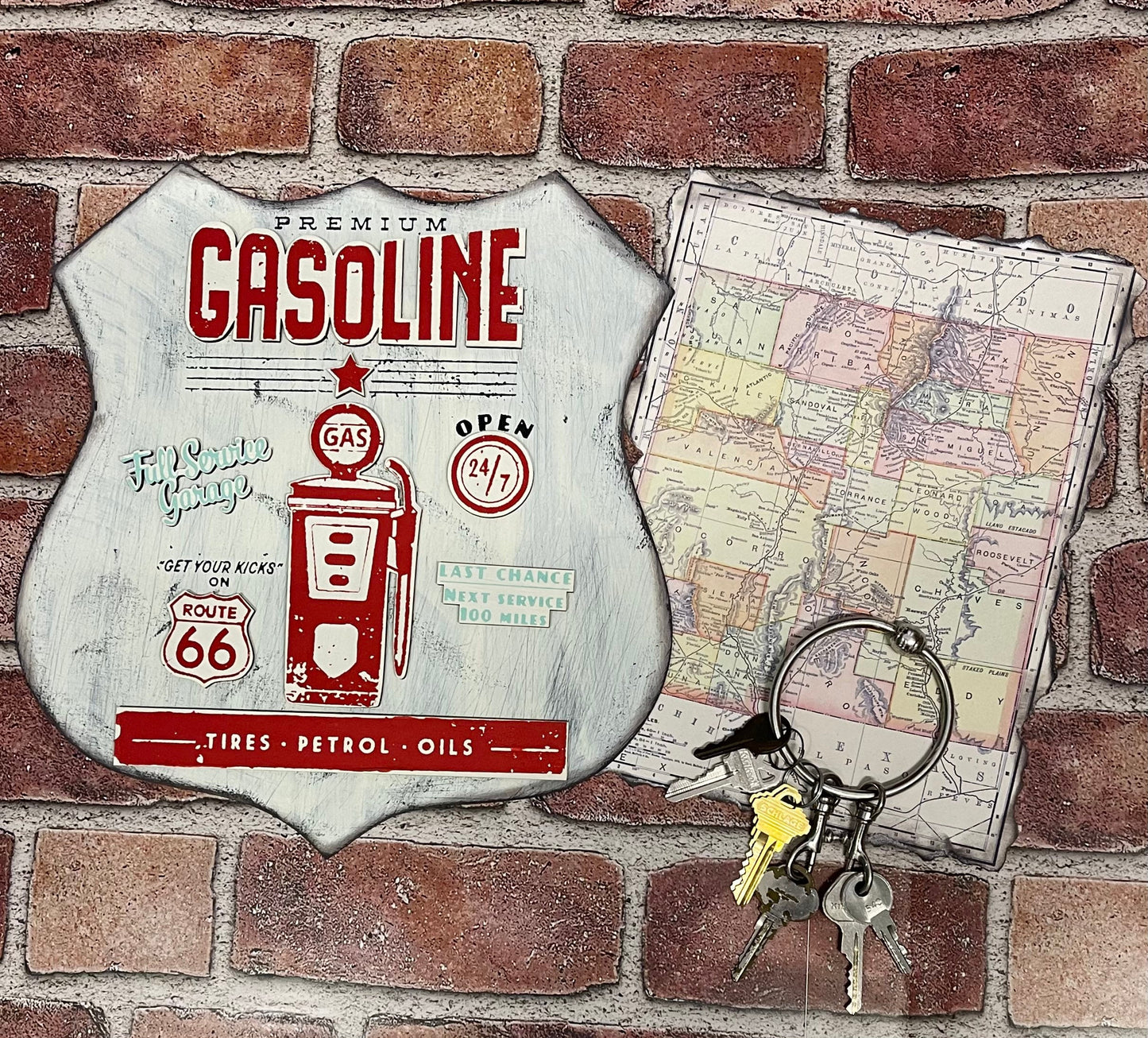 Sign with Premium Gasoline cutouts - unpainted wooden cutouts, ready for you to paint