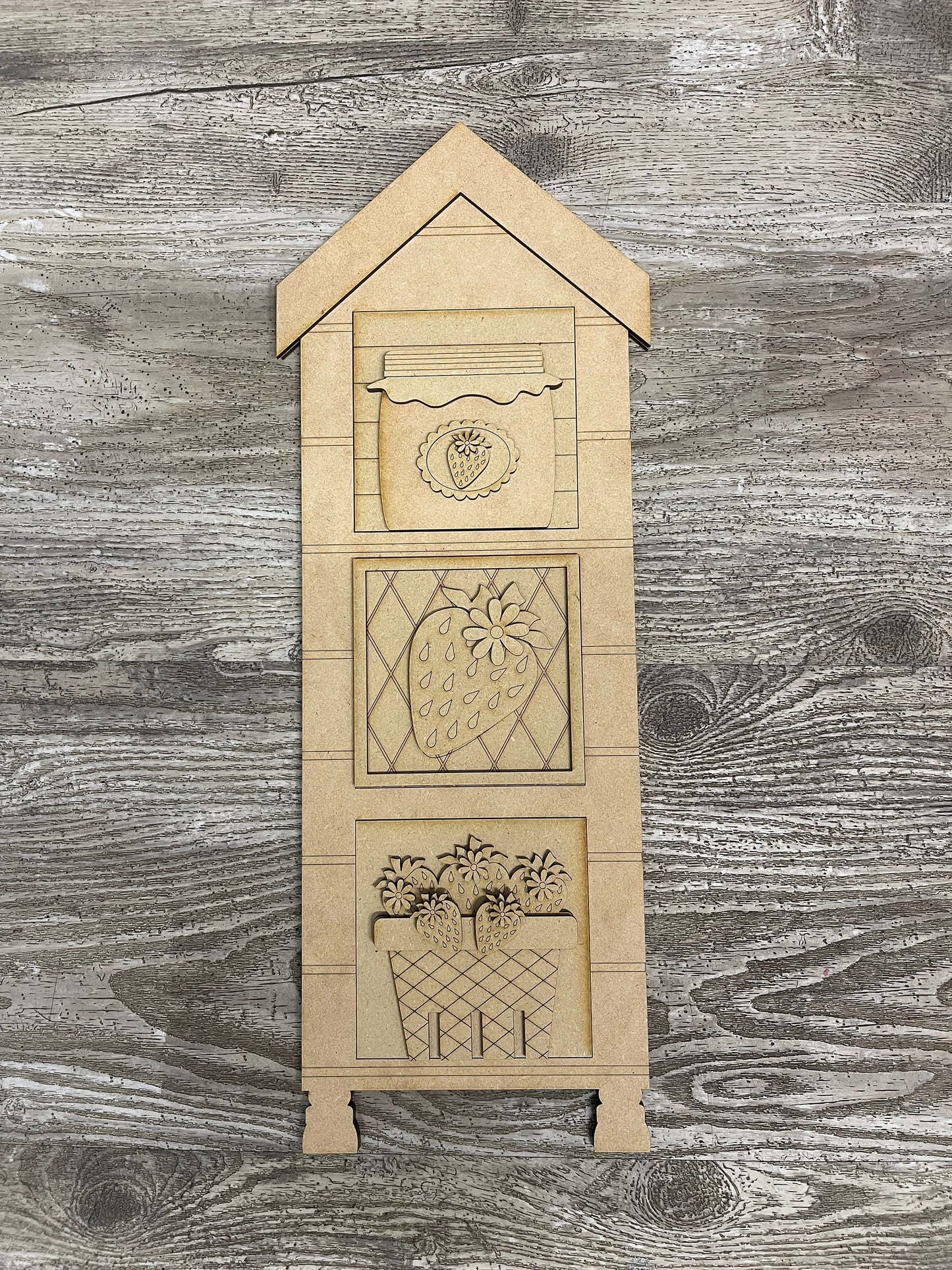 Strawberry Blocks only Kit, Strawberries DIY Unpainted Wooden Kit, DIY Blocks for Leaning Ladder Kit