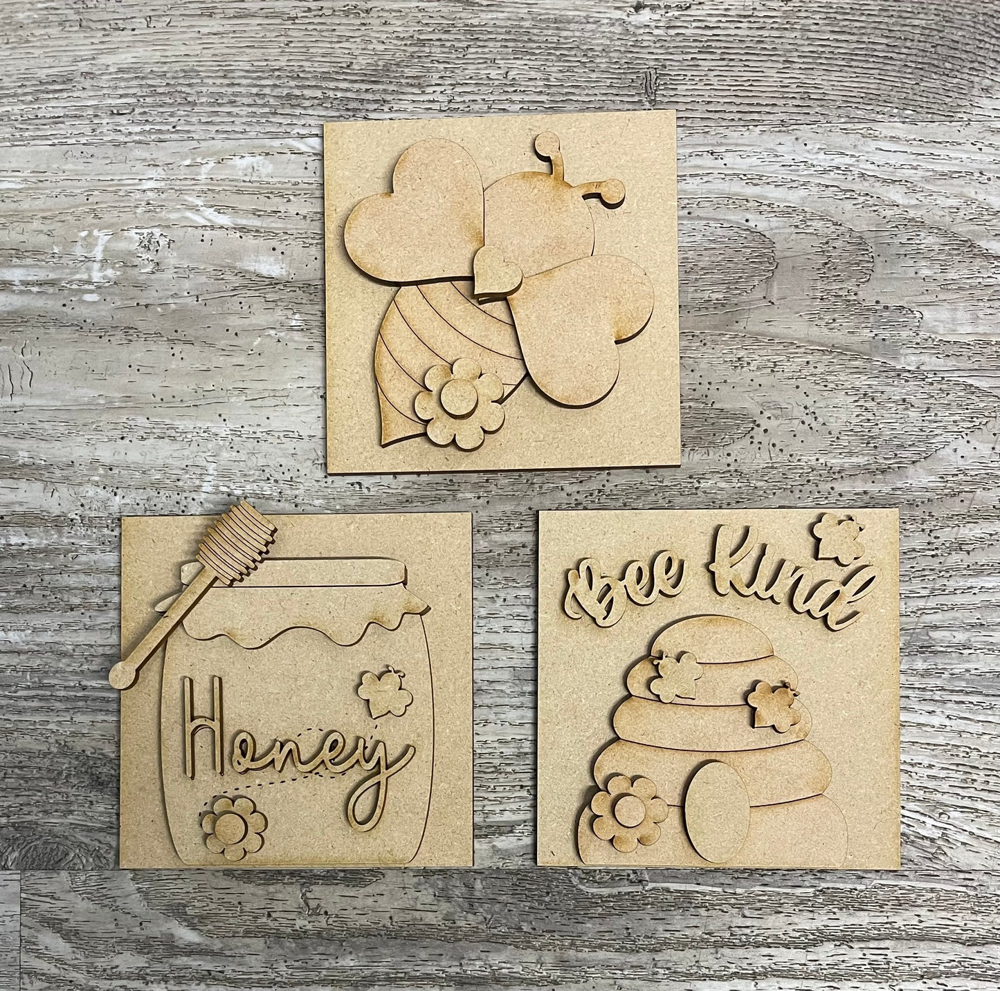 Bee Blocks only Kit, Honey Bee DIY Unpainted Wooden Kit, DIY Blocks for Leaning Ladder Kit