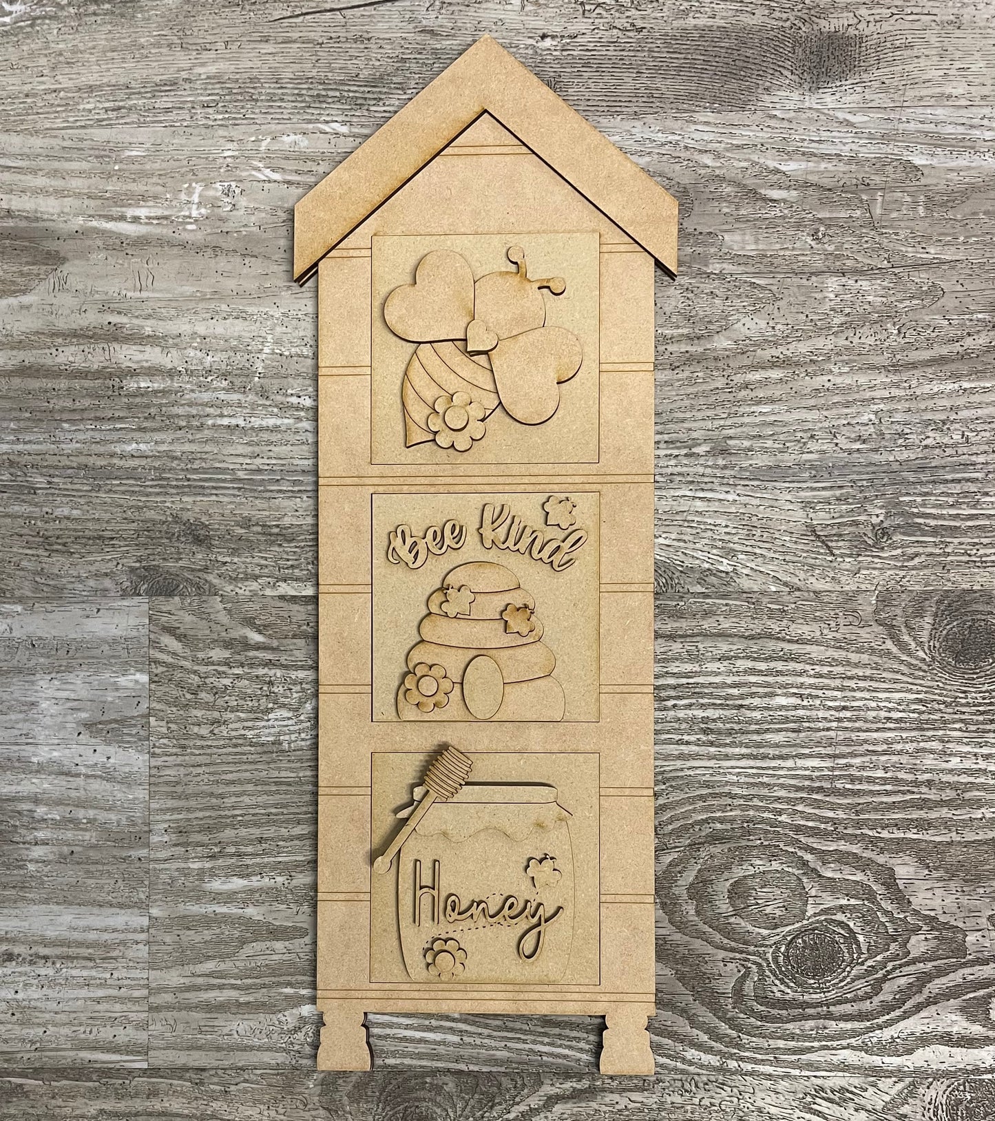 Bee Blocks only Kit, Honey Bee DIY Unpainted Wooden Kit, DIY Blocks for Leaning Ladder Kit