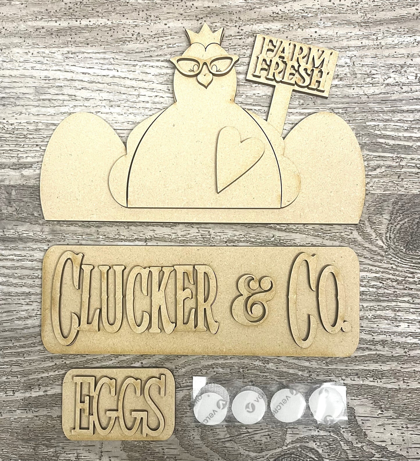 Chicken Truck with the removable pieces unpainted wood cutouts, ready for you to paint, includes truck