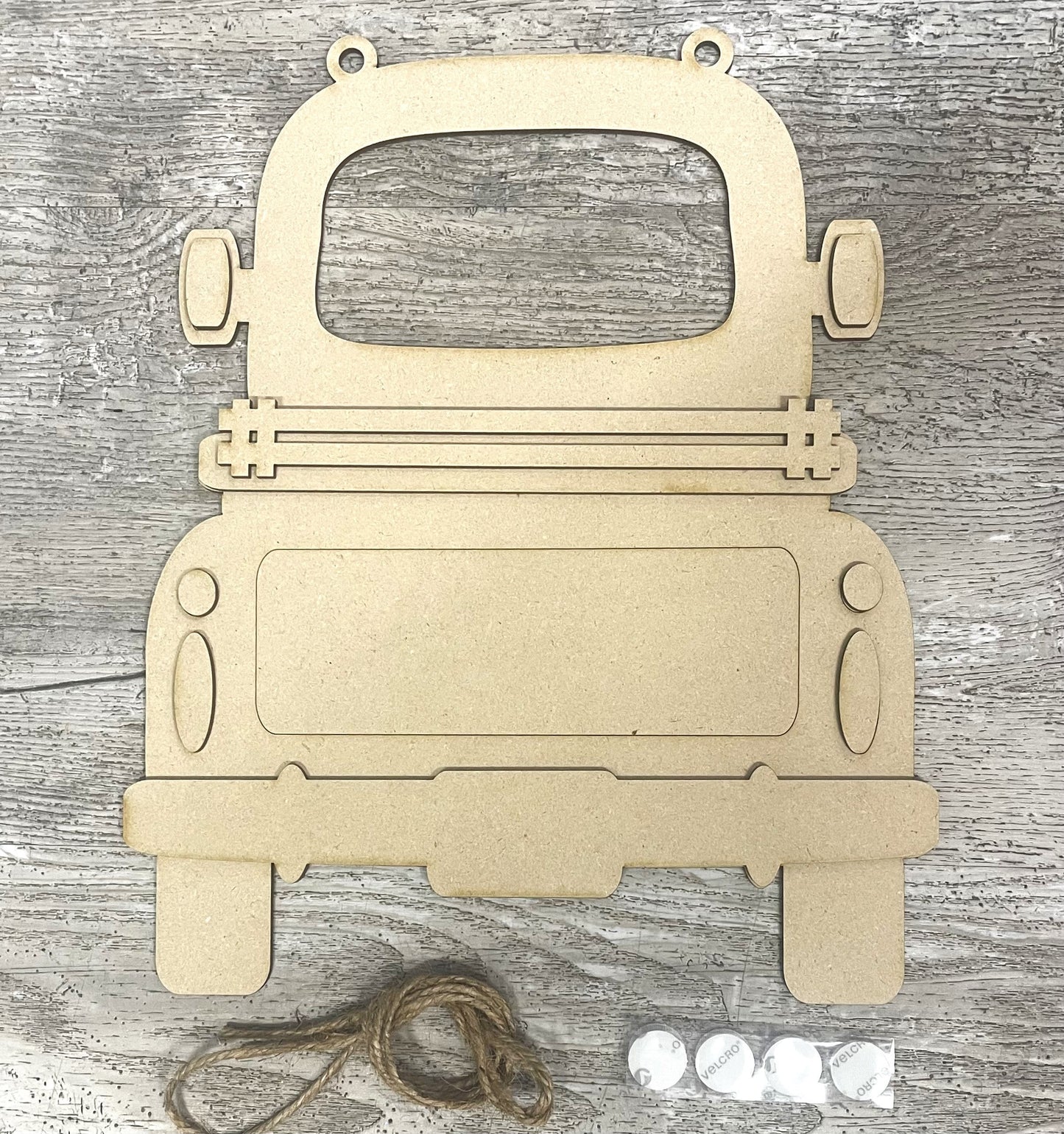Hanging Truck Only to be used with the removable pieces unpainted wood cutouts, ready for you to paint, includes truck only