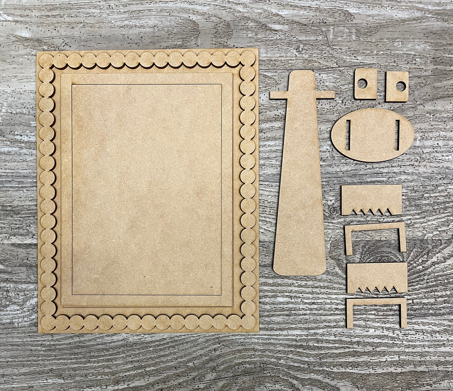 Beaded Frame with 5x7 changeable insert, unpainted cutouts, ready for you to paint