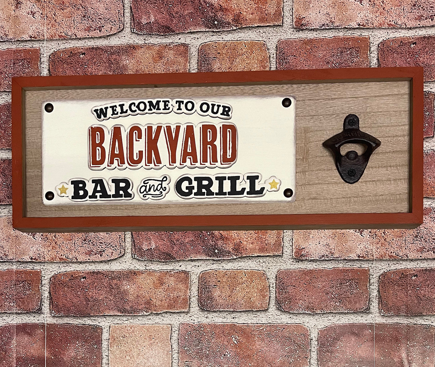Welcome to our Backyard BBQ and Come in and Hang out - unpainted wooden cutouts, ready for you to paint, with metal bottle opener & tacks