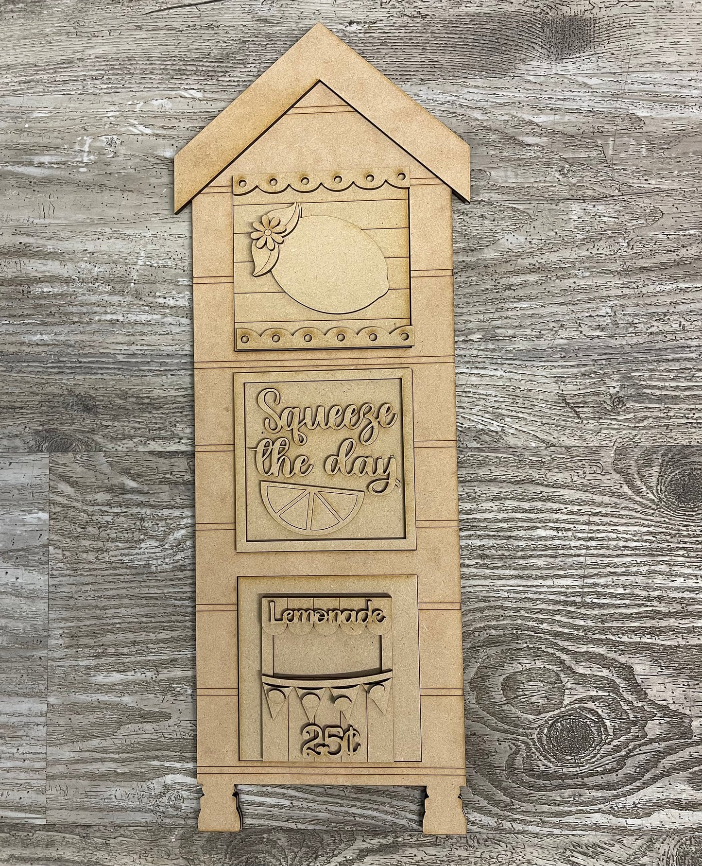 Lemon, Leaning Ladder and Blocks Kit, Lemonade DIY Unpainted Wooden Kit, DIY Leaning Ladder Kit