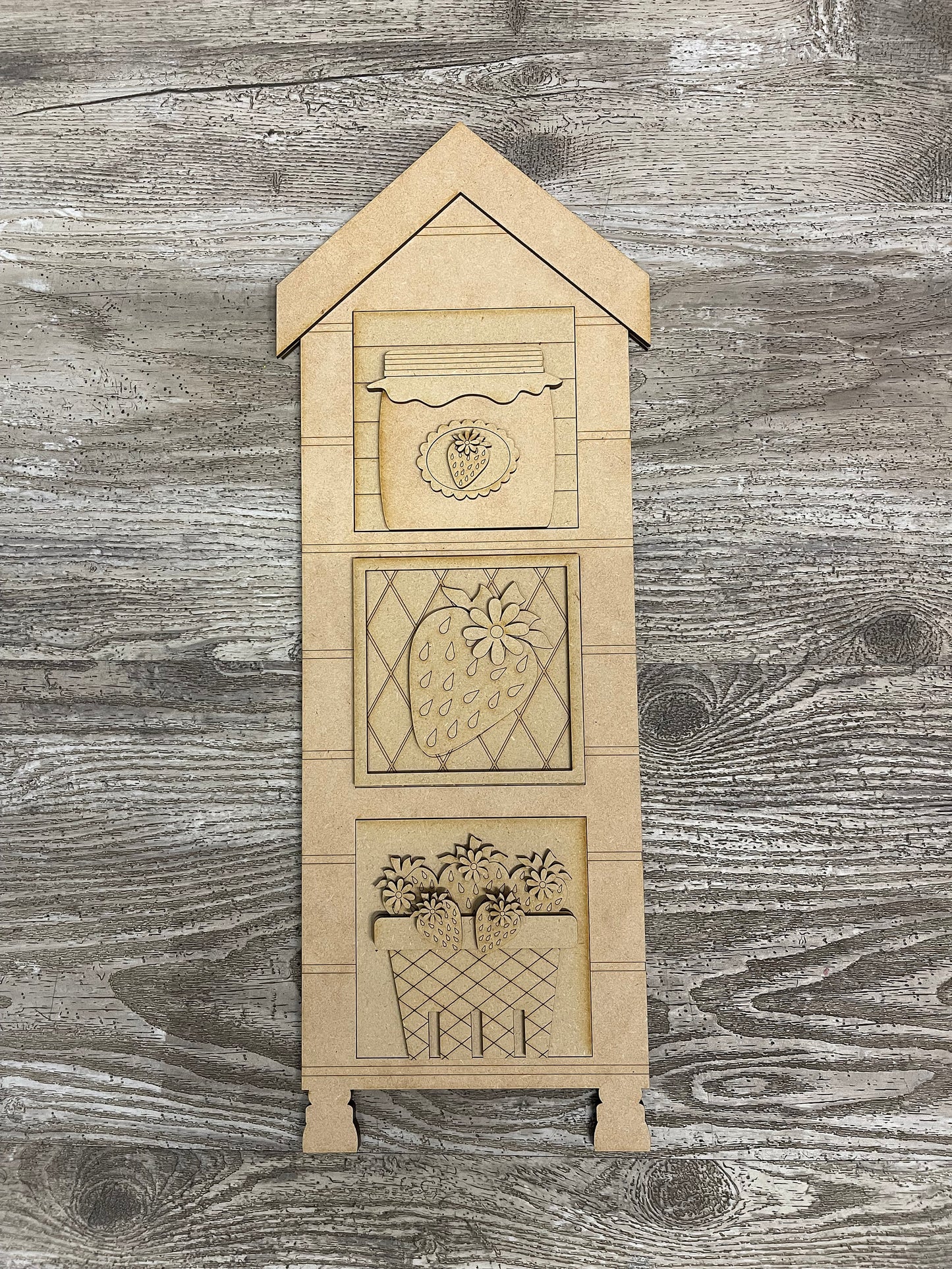 Strawberry Leaning Ladder and Blocks Kit, Strawberries DIY Unpainted Wooden Kit, DIY Leaning Ladder Kit