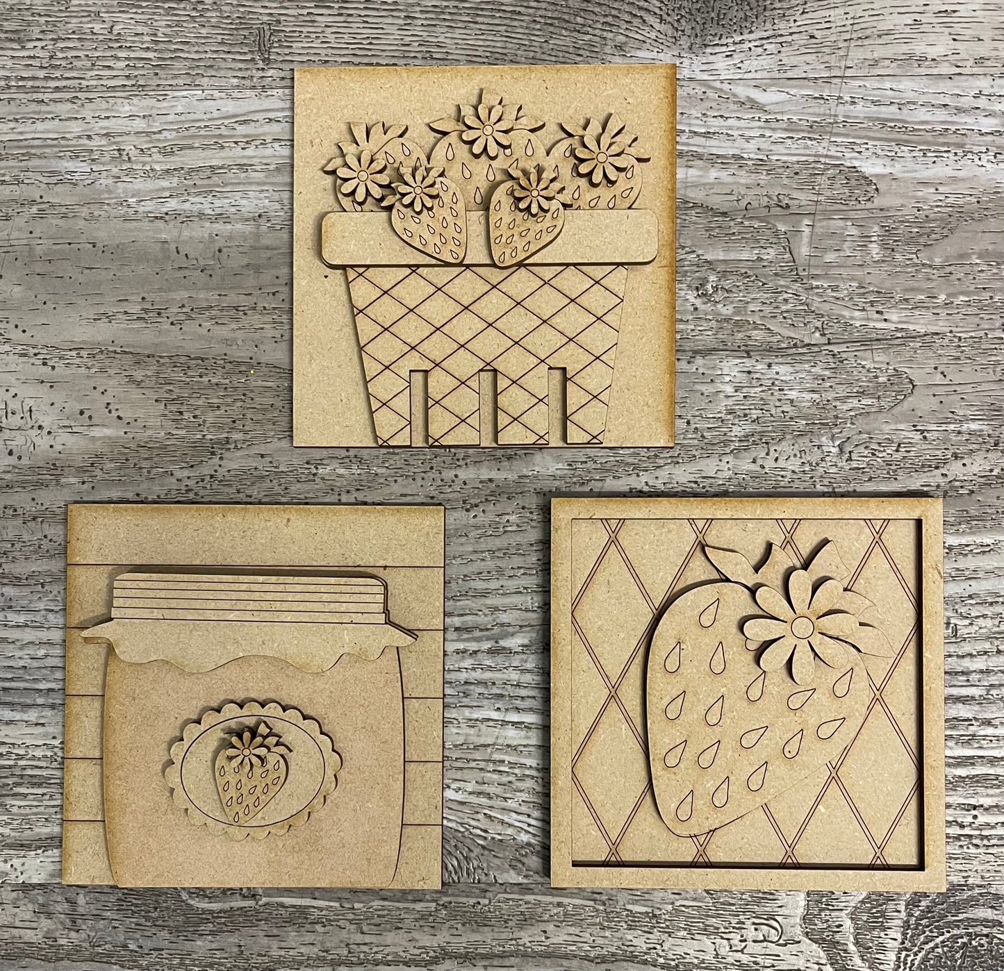 Strawberry Blocks only Kit, Strawberries DIY Unpainted Wooden Kit, DIY Blocks for Leaning Ladder Kit