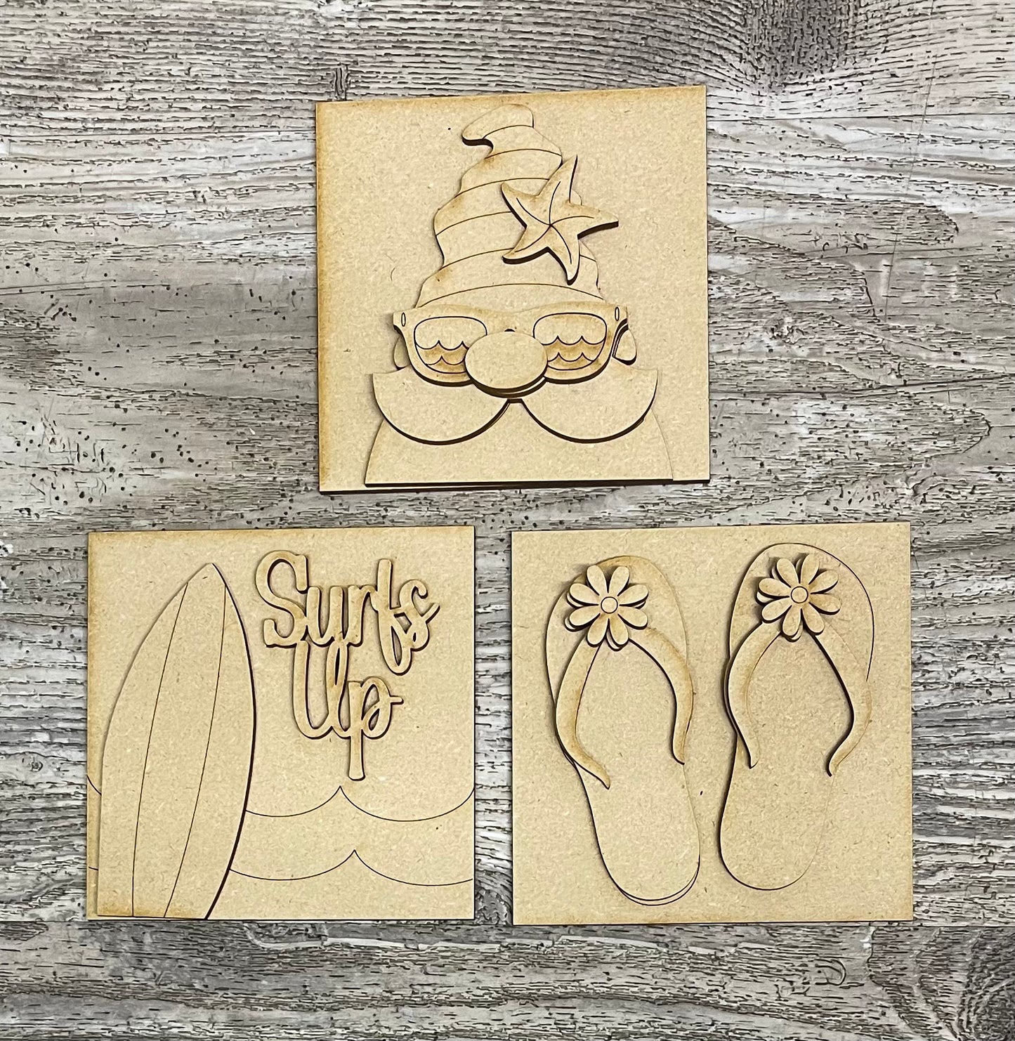 Beach Leaning Ladder and Blocks Kit, Beach DIY Unpainted Wooden Kit, DIY Leaning Ladder Kit