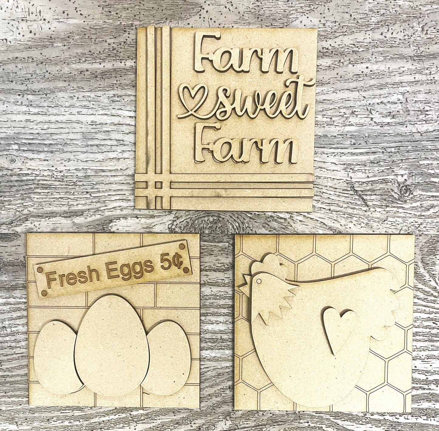 Chicken Blocks only Kit, Chicken DIY Unpainted Wooden Kit, DIY Blocks for Leaning Ladder Kit