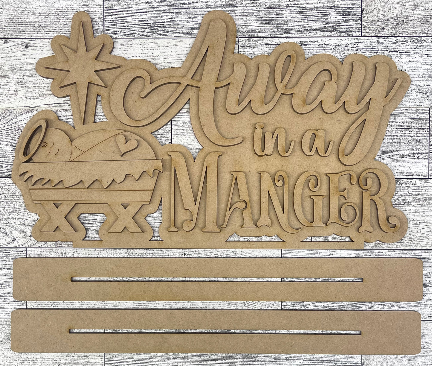 Away in the Manger Word Stander unpainted cutouts