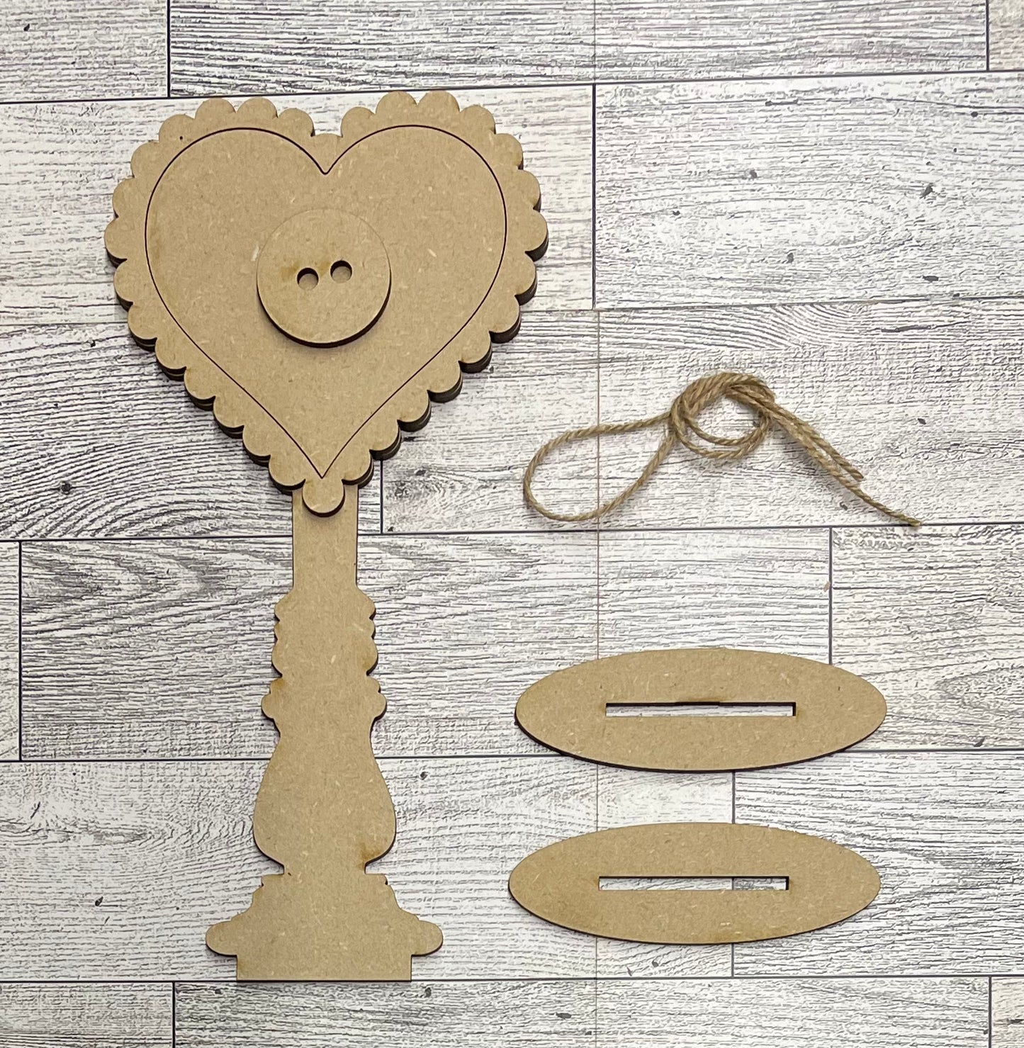 Valentine Heart Pedestal wood cutouts, unpainted ready for you to paint