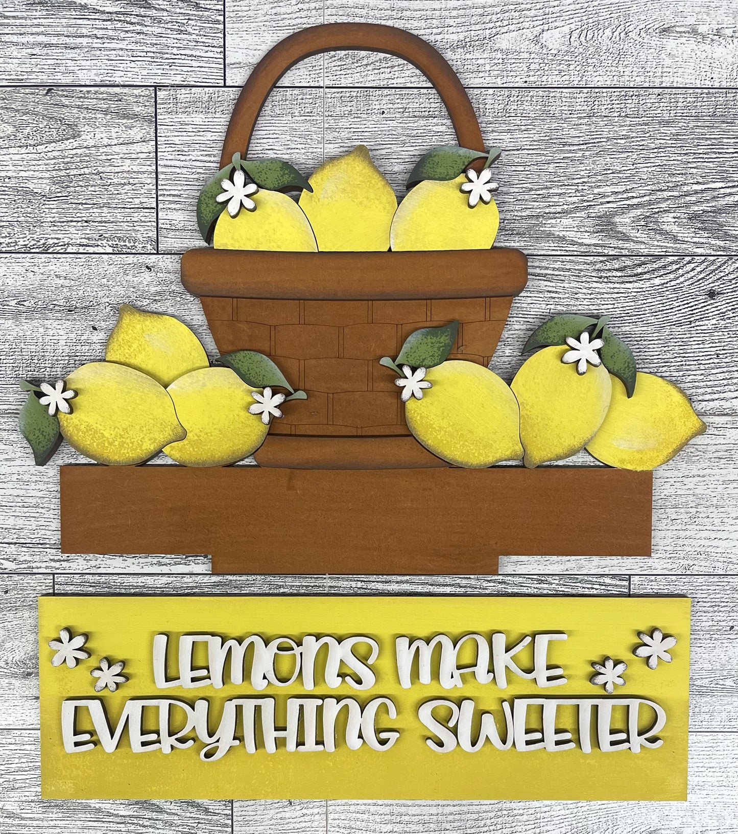 Lemon Basket - Insert for Changeable Window Box unpainted wood cutouts, ready for you to paint