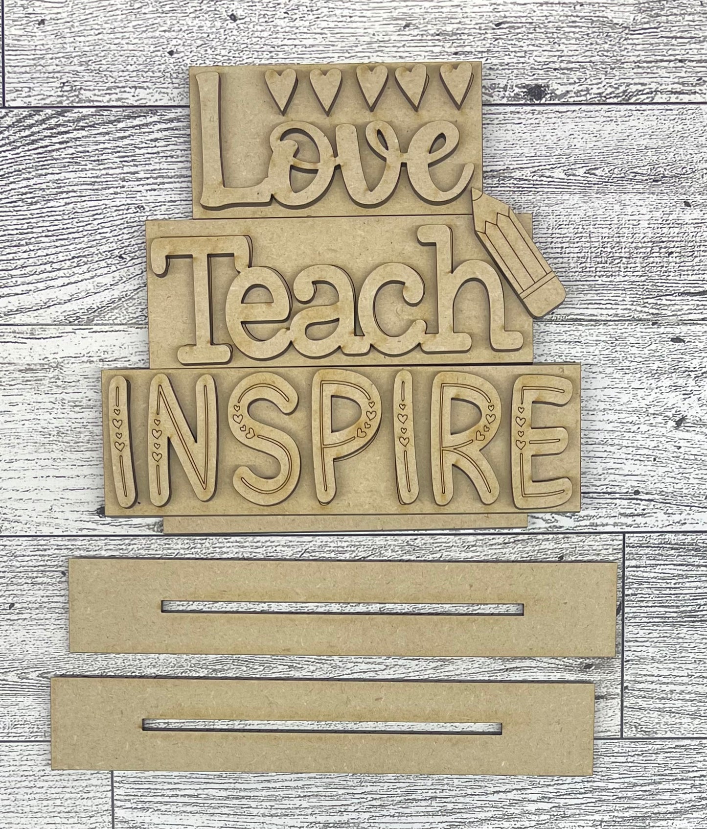 Teacher word stacker kits - wood pieces, unpainted wood cutouts, ready for you to paint, scrapbook paper is not included  lol