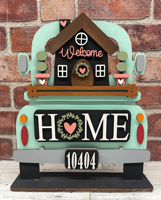Welcome Home Truck Insert cutouts - unpainted wooden cutouts, ready for you to paint
