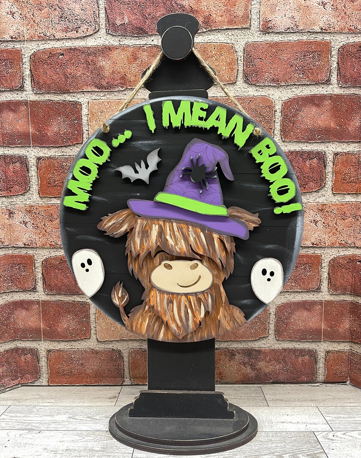 Boo... I mean Moo Halloween Highland Cow Door Sign - unpainted cutouts