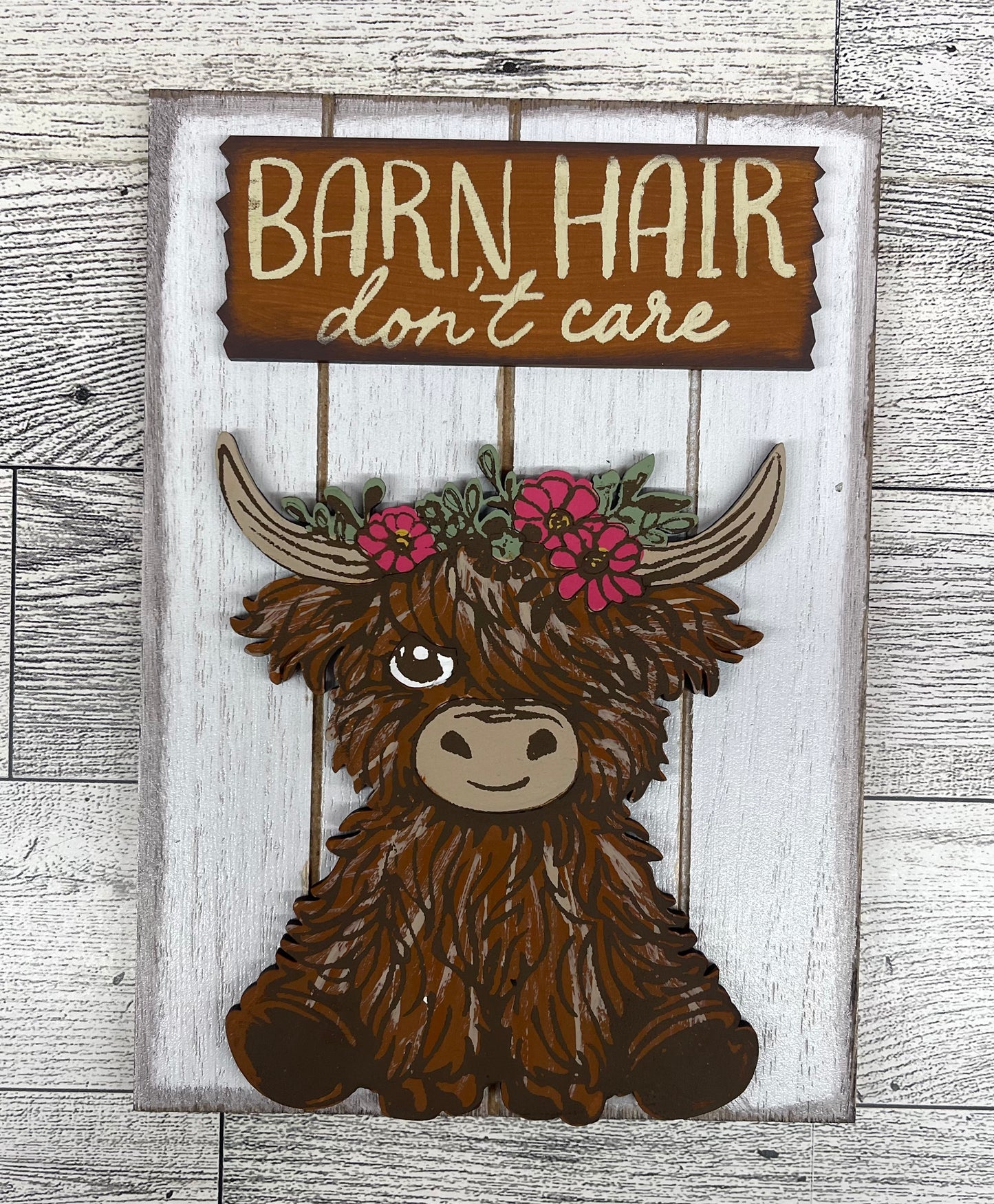 Barn Hair Don't Care Highland Cow - unpainted wooden cutouts, ready for you to paint
