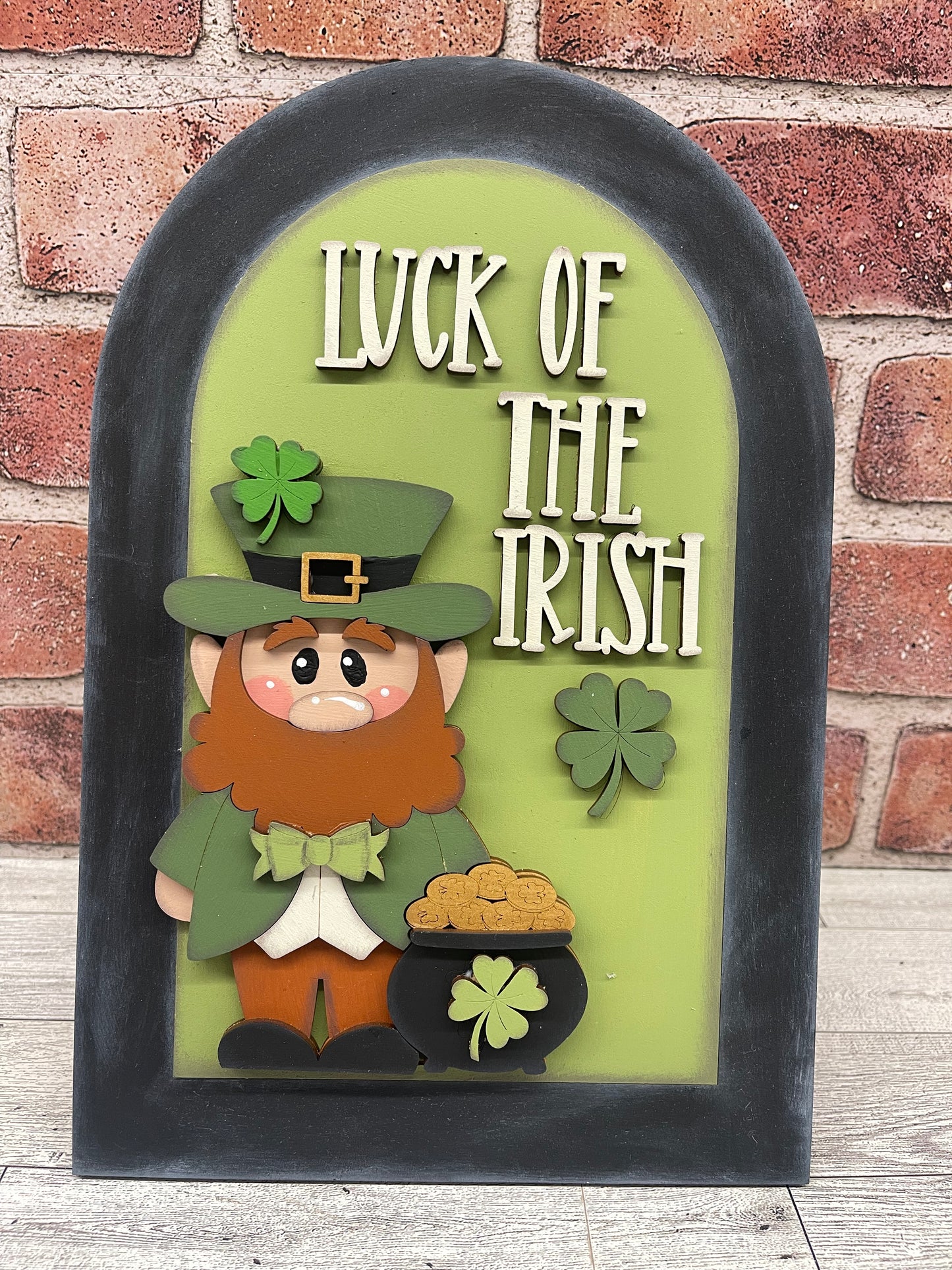 February Monthly Craft Kit - St. Patrick's Day Leprechaun themed - does not include frame or plain arch or HOME arch frame sold separately - unpainted ready for you to finish
