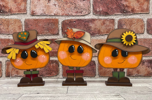 $10.00 Tuesday - Pumpkin Head Standers - set of 3 cutouts ready for you to finish