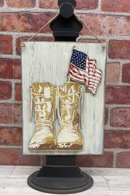 Veteran Boots Sign Cutouts, unpainted wooden cutouts - ready for you to paint