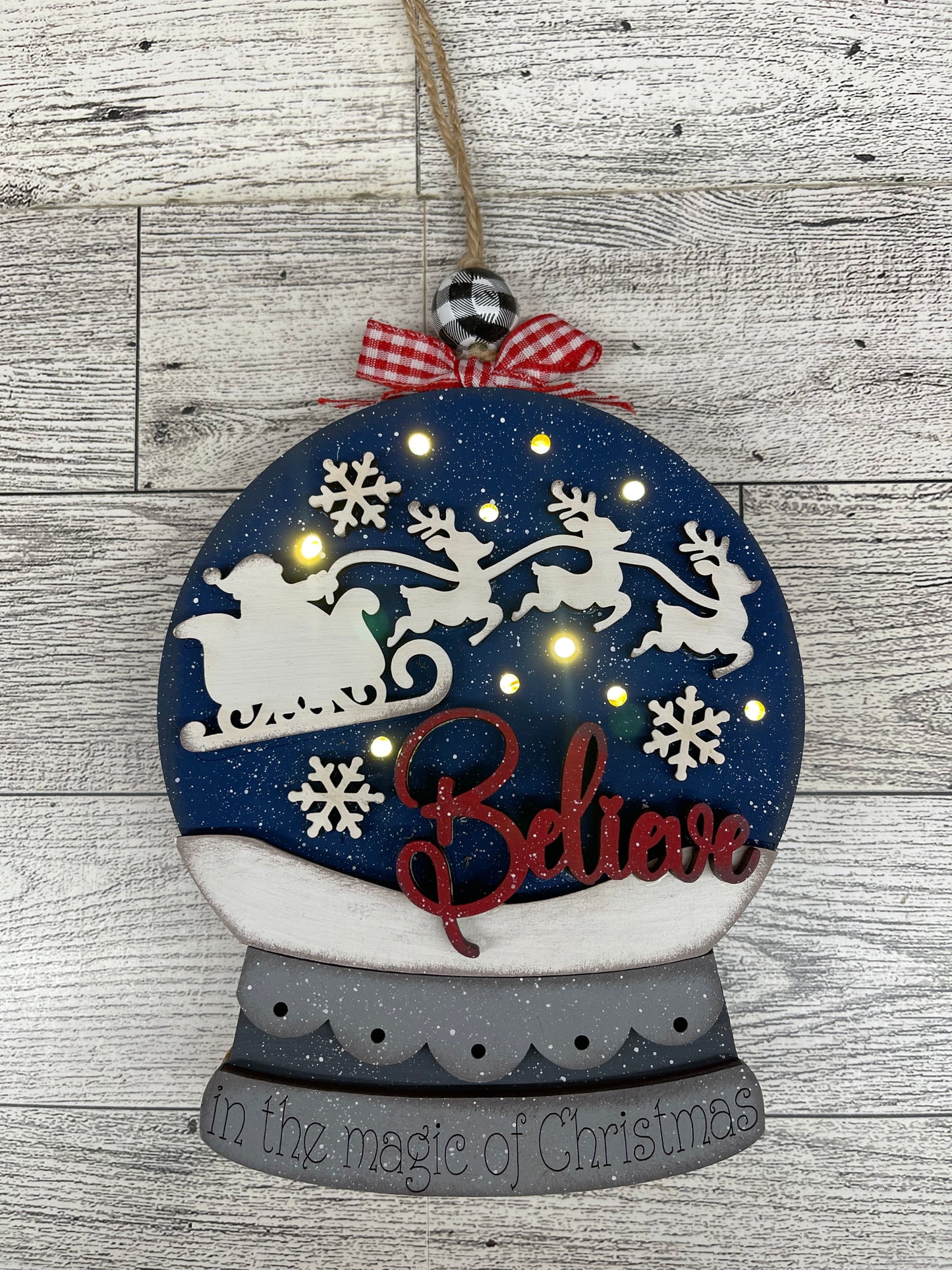 Santa - Believe lighted Christmas Globe Ornament or Stander - unpainted wood cutouts, ready for you to paint