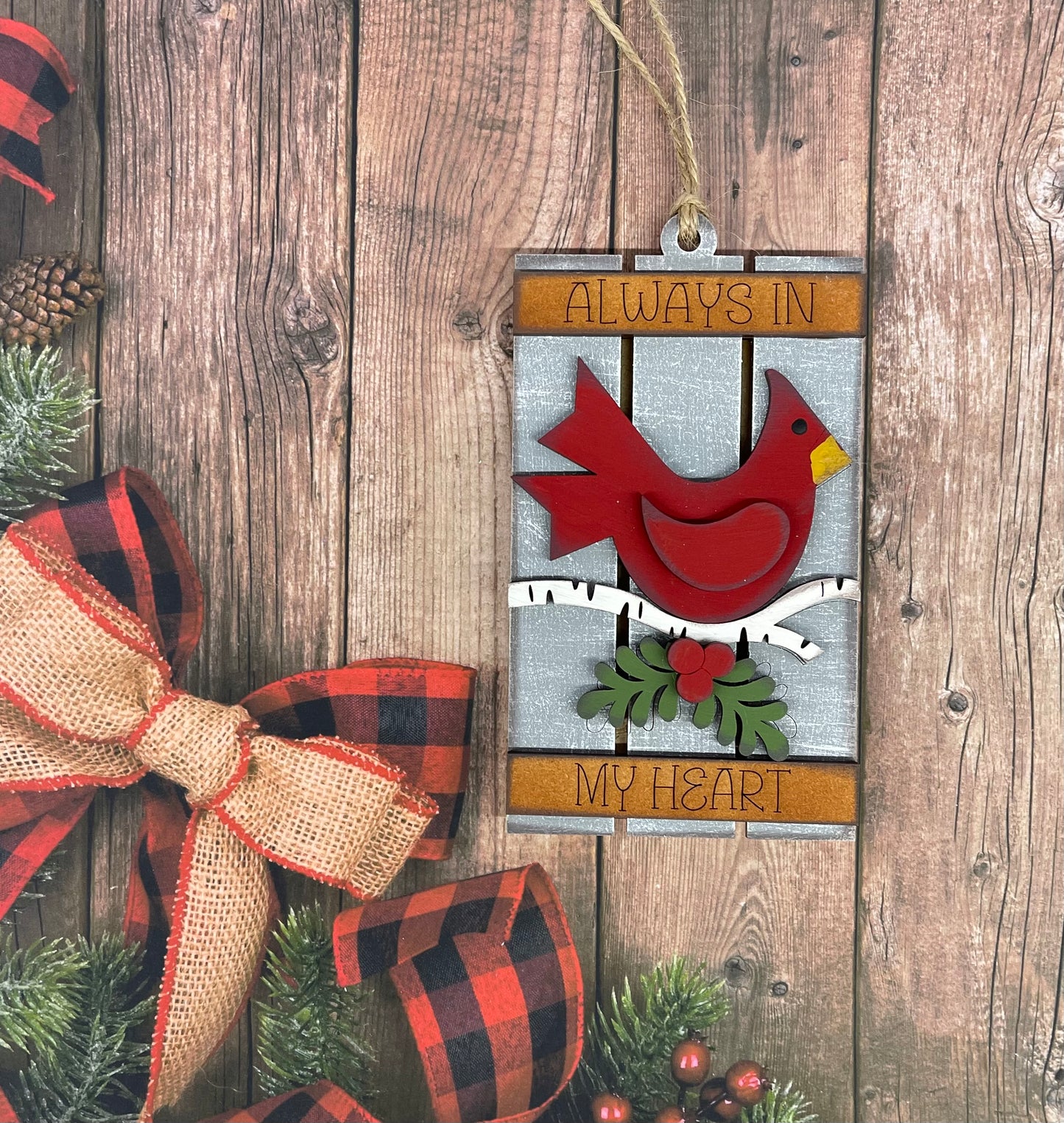 Cardinal Memorial Pallet Christmas Ornaments unpainted cutouts