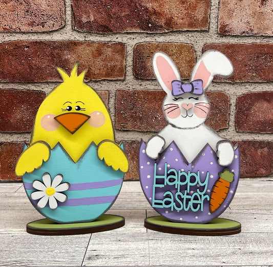 Easter Chick and Bunny Stander unpainted cutouts