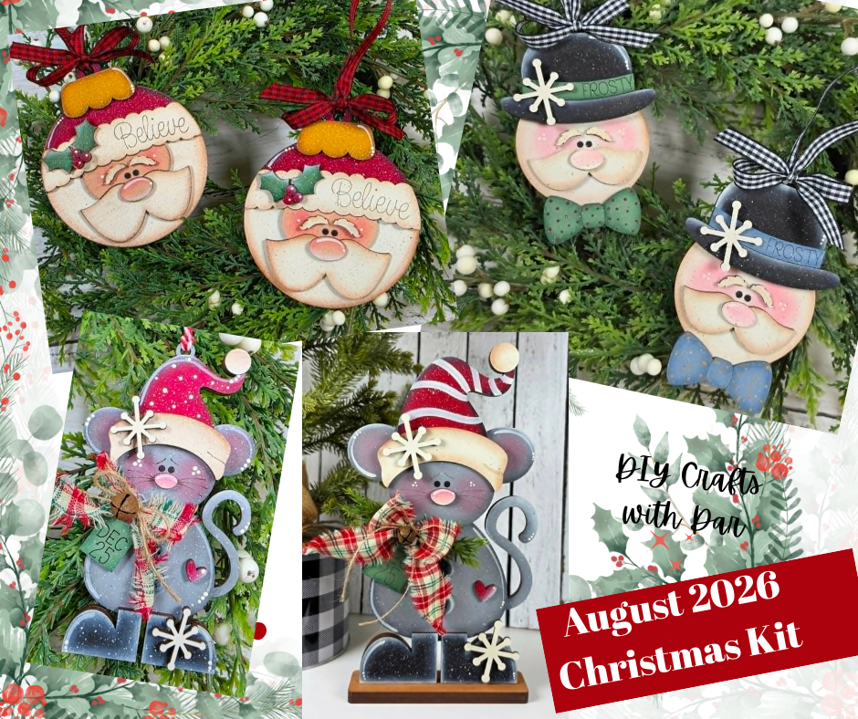 August 2026 - Dar's Christmas Craft Club - unpainted wood cutouts, ready for you to paint
