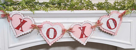 XOXO Valentines garland cutouts, unpainted ready for you to finish