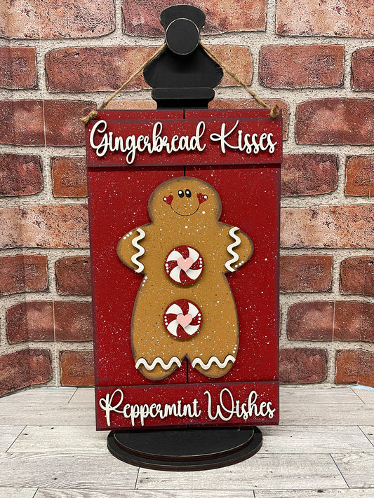 Gingerbread sign 13 inches tall, wood cutouts, unpainted ready for you to finish