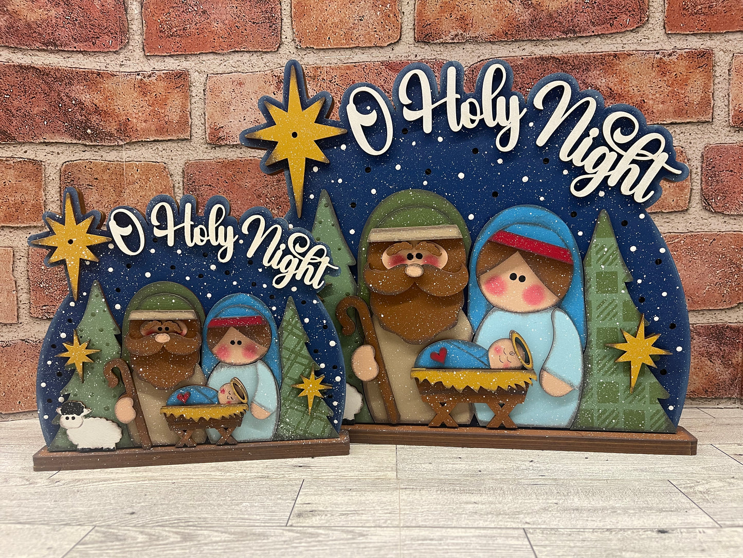 O Holy Night Nativity Stander with Lights - unpainted cutouts, ready for you to paint