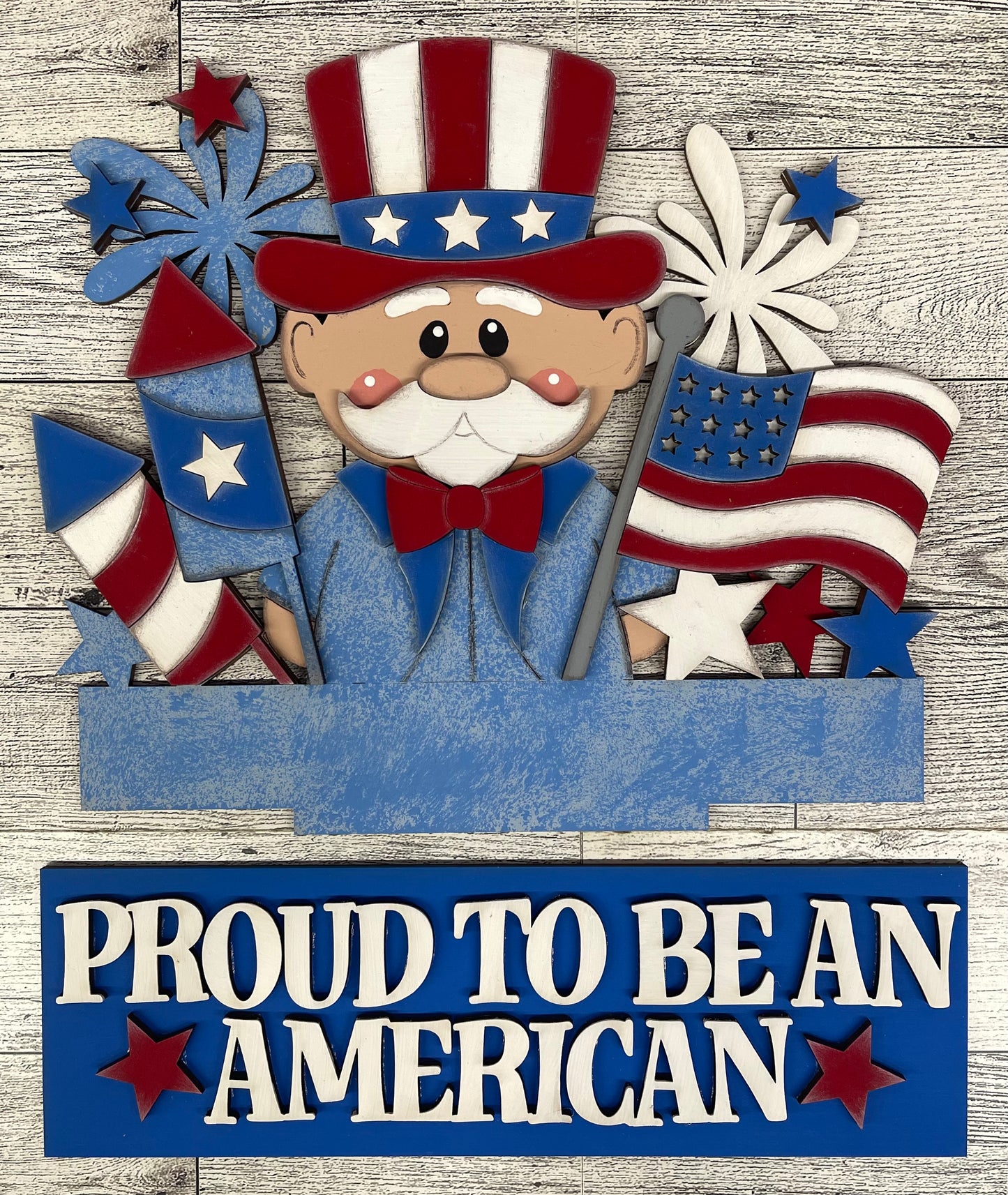 Uncle Sam - Patriotic - Insert for Changeable Window Box unpainted wood cutouts, ready for you to paint