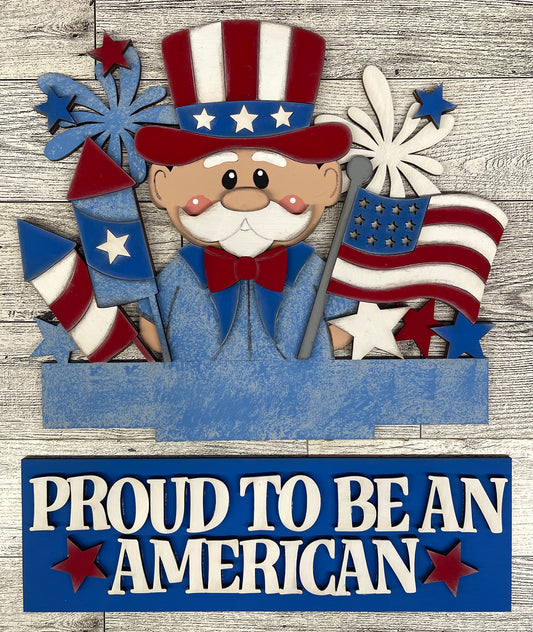 Uncle Sam - Patriotic - Insert for Changeable Window Box unpainted wood cutouts, ready for you to paint