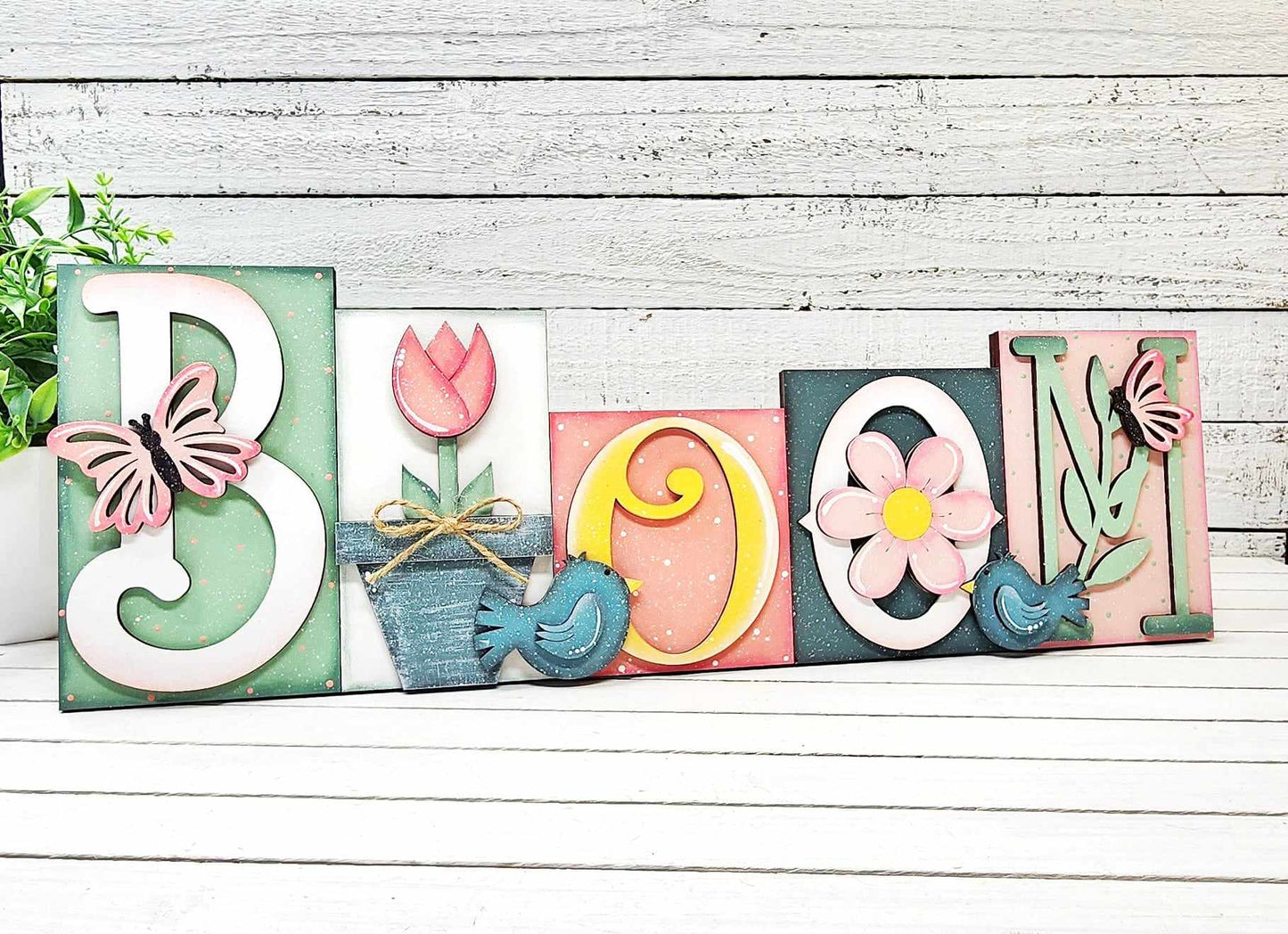 Bloom Word Stander, unpainted wooden cutouts - diy kit ready for you to paint, includes the circle