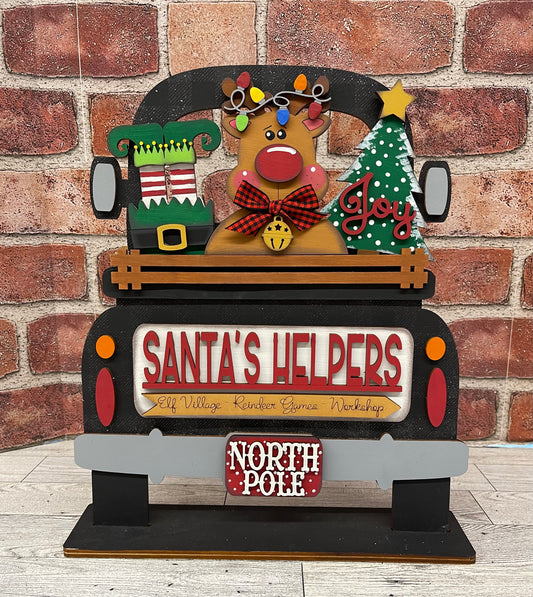 Christmas- Santa’s Helpers Truck insert only, unpainted wood cutouts, ready for you to paint, does not includes truck