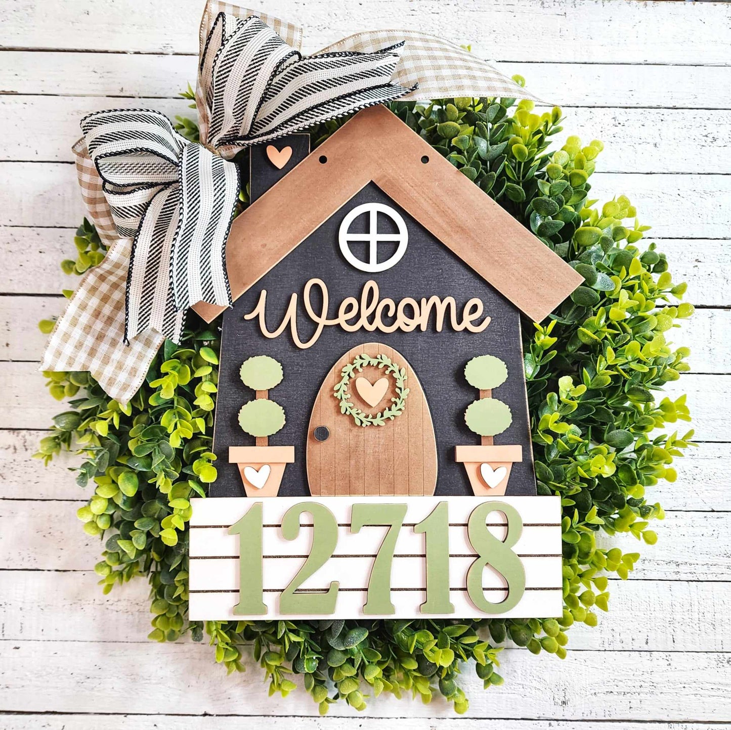 Welcome Home sign for wreath,  standing or hanging cutouts - unpainted wooden cutouts, ready for you to paint