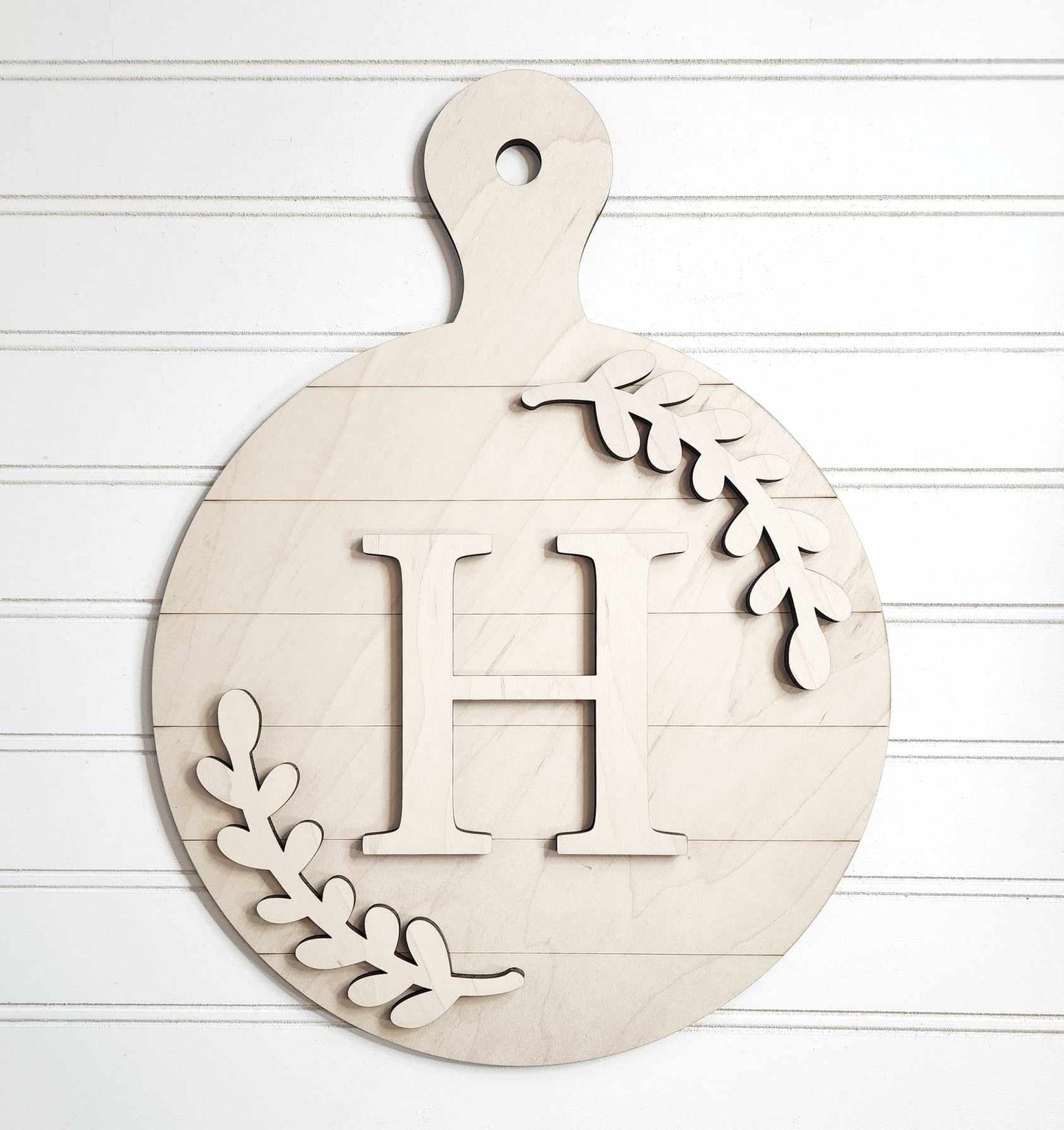Bread Board Sign with Initial - Primitive Home Collection - cutouts - unpainted wooden cutouts, ready for you to paint