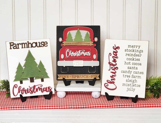 Country Christmas Tree Farm Trio of Signs unpainted cutouts
