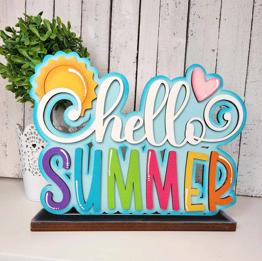Hello Summer Word stander wood cutouts ready for you to paint